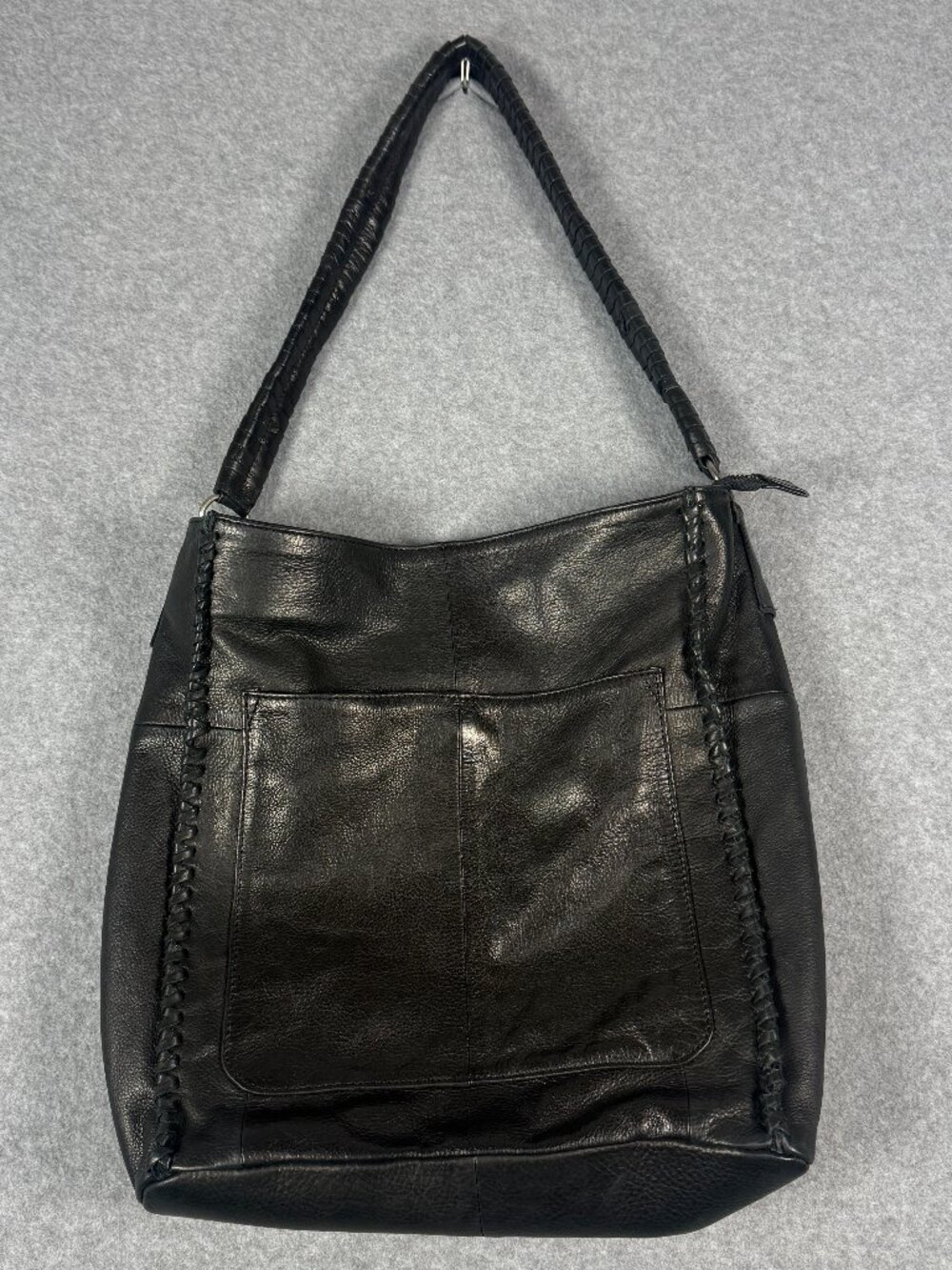 Day & Mood Black Leather Pixie Hobo Braided Shoulder Bag